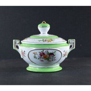 Very Unique Sugar Bowl Made in Japan 24k Gold Trim Rose Pattern 1950s GC